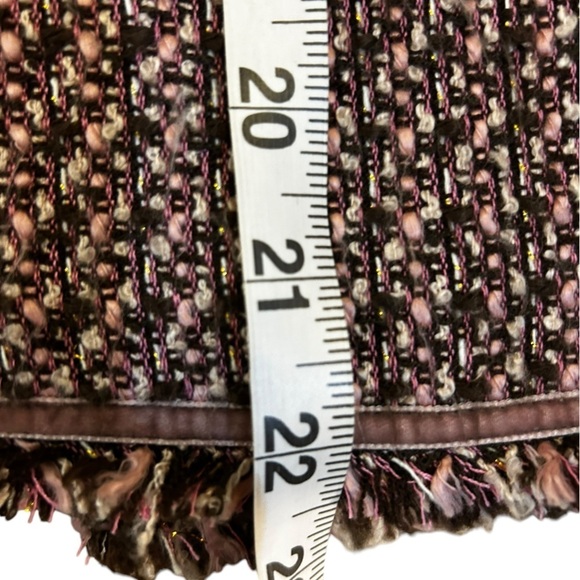 Women’s Pink Black White Tweed Pencil Skirt Velvet Fringe Trim Size 2 - Picture 11 of 11